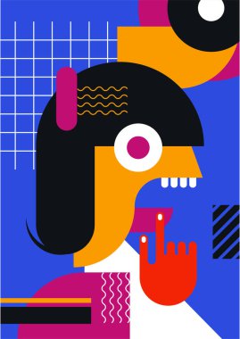 Abstract pop art collage surrealism face design vector illustration. Designed for NFT, token, wallpaper, poster, crypto, punk, aesthetic poster. NFT token in crypto artwork for blockchain digital art