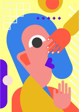 Abstract pop art collage surrealism face design vector illustration. Designed for NFT, token, wallpaper, poster, crypto, punk, aesthetic poster. NFT token in crypto artwork for blockchain digital art