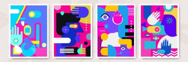 Abstract pop art collage surrealism face design vector illustration. Designed for NFT, token, wallpaper, poster, crypto, punk, aesthetic poster. NFT token in crypto artwork for blockchain digital art