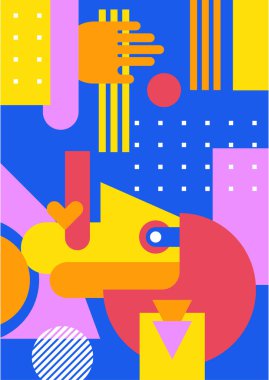 Abstract pop art collage surrealism face design vector illustration. Designed for NFT, token, wallpaper, poster, crypto, punk, aesthetic poster. NFT token in crypto artwork for blockchain digital art