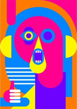 Abstract pop art collage surrealism face design vector illustration. Designed for NFT, token, wallpaper, poster, crypto, punk, aesthetic poster. NFT token in crypto artwork for blockchain digital art