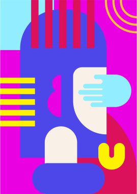 Abstract pop art collage surrealism face design vector illustration. Designed for NFT, token, wallpaper, poster, crypto, punk, aesthetic poster. NFT token in crypto artwork for blockchain digital art