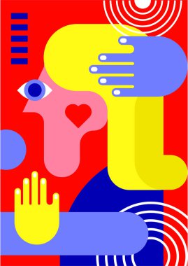 Abstract pop art collage surrealism face design vector illustration. Designed for NFT, token, wallpaper, poster, crypto, punk, aesthetic poster. NFT token in crypto artwork for blockchain digital art