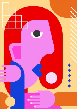 Abstract pop art collage surrealism face design vector illustration. Designed for NFT, token, wallpaper, poster, crypto, punk, aesthetic poster. NFT token in crypto artwork for blockchain digital art