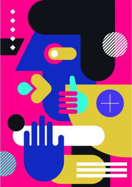 Abstract pop art collage surrealism face design vector illustration. Designed for NFT, token, wallpaper, poster, crypto, punk, aesthetic poster. NFT token in crypto artwork for blockchain digital art