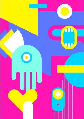 Abstract pop art collage surrealism face design vector illustration. Designed for NFT, token, wallpaper, poster, crypto, punk, aesthetic poster. NFT token in crypto artwork for blockchain digital art