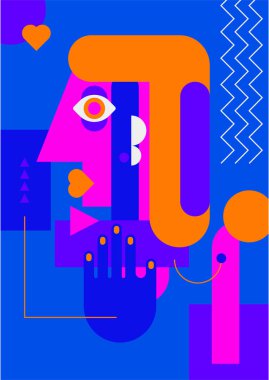 Abstract pop art collage surrealism face design vector illustration. Designed for NFT, token, wallpaper, poster, crypto, punk, aesthetic poster. NFT token in crypto artwork for blockchain digital art