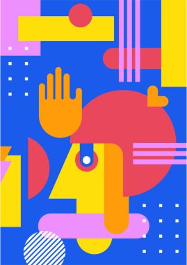 Abstract pop art collage surrealism face design vector illustration. Designed for NFT, token, wallpaper, poster, crypto, punk, aesthetic poster. NFT token in crypto artwork for blockchain digital art