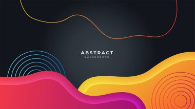 Modern colorful black and orange pink abstract background for business presentation design template with wave geometric shapes