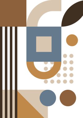 Modern abstract geometric poster cover. Minimal retro boho bauhaus composition shapes design. Colorful geometric background. Vector illustration.