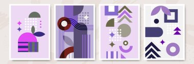 Abstract modern background. Backgrounds with geometric balancing shapes. Boho wall decor. Modern geometric compositions and forms. Posters with abstract shapes, vector