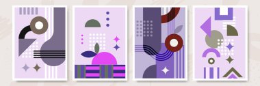Abstract modern background. Backgrounds with geometric balancing shapes. Boho wall decor. Modern geometric compositions and forms. Posters with abstract shapes, vector