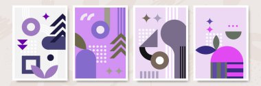 Abstract modern background. Backgrounds with geometric balancing shapes. Boho wall decor. Modern geometric compositions and forms. Posters with abstract shapes, vector