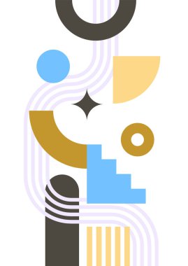 Abstract modern background. Backgrounds with geometric balancing shapes. Boho wall decor. Modern geometric compositions and forms. Posters with abstract shapes, vector