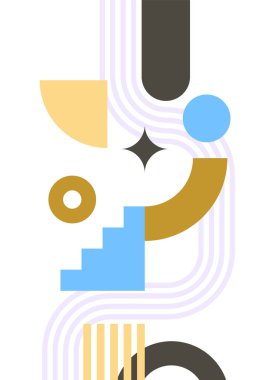 Abstract modern background. Backgrounds with geometric balancing shapes. Boho wall decor. Modern geometric compositions and forms. Posters with abstract shapes, vector