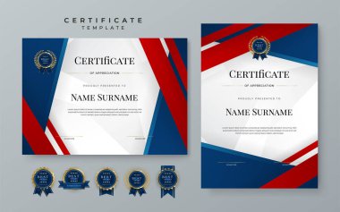 Blue and red gradient modern certificate template with white space for text