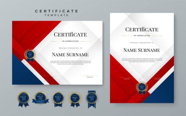 Blue and red gradient modern certificate template with white space for text