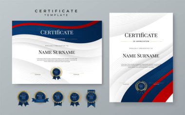 Blue and red gradient modern certificate template with white space for text