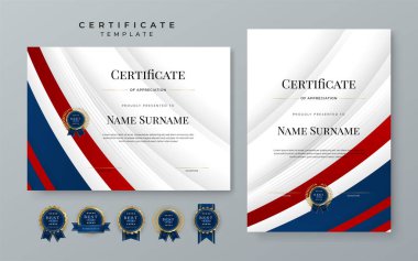 Blue and red gradient modern certificate template with white space for text