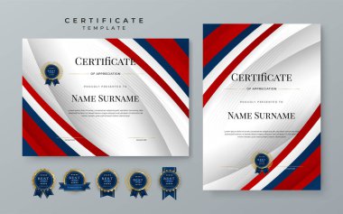 Blue and red gradient modern certificate template with white space for text