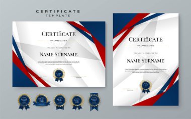 Blue and red gradient modern certificate template with white space for text