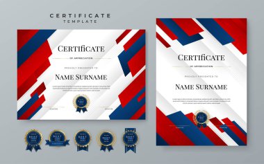 Blue and red gradient modern certificate template with white space for text