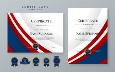 Blue and red gradient modern certificate template with white space for text