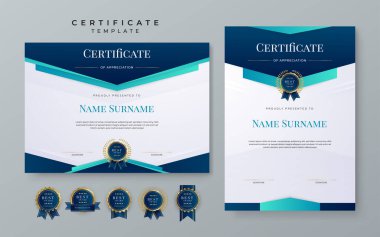 Modern award abstract duotone blue certificate design template for for award, diploma, achievement, business, honor, elegant, school college document template