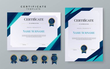 Modern award abstract duotone blue certificate design template for for award, diploma, achievement, business, honor, elegant, school college document template