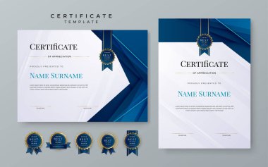 Modern award abstract duotone blue certificate design template for for award, diploma, achievement, business, honor, elegant, school college document template