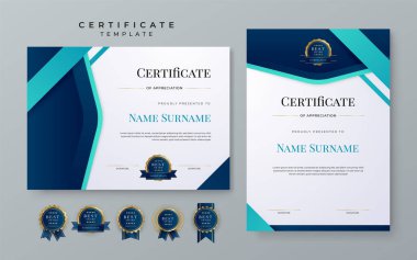Modern award abstract duotone blue certificate design template for for award, diploma, achievement, business, honor, elegant, school college document template