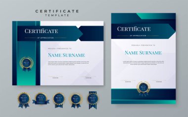 Modern award abstract duotone blue certificate design template for for award, diploma, achievement, business, honor, elegant, school college document template