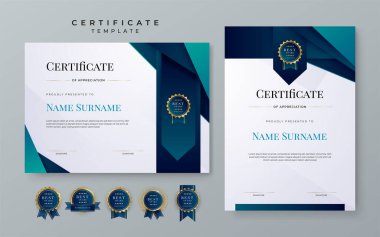 Modern award abstract duotone blue certificate design template for for award, diploma, achievement, business, honor, elegant, school college document template