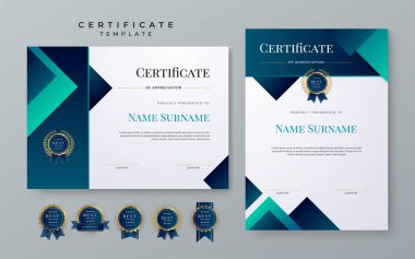 Modern award abstract duotone blue certificate design template for for award, diploma, achievement, business, honor, elegant, school college document template