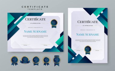 Modern award abstract duotone blue certificate design template for for award, diploma, achievement, business, honor, elegant, school college document template