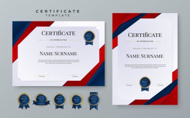 Modern red and blue certificate template