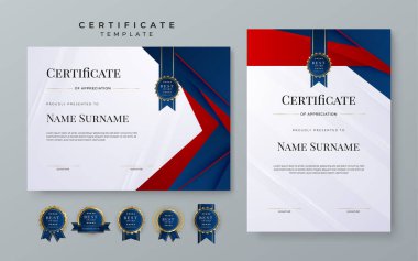 Modern red and blue certificate template