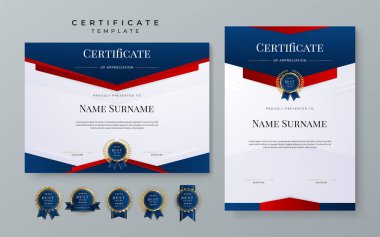Modern red and blue certificate template