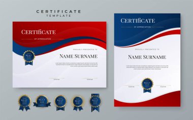 Modern red and blue certificate template