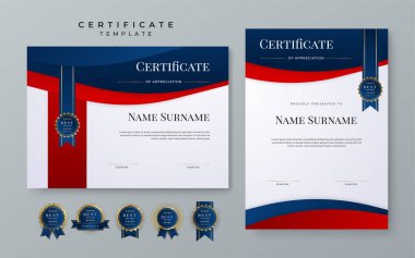 Modern red and blue certificate template