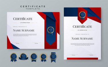 Modern red and blue certificate template