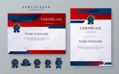 Modern red and blue certificate template
