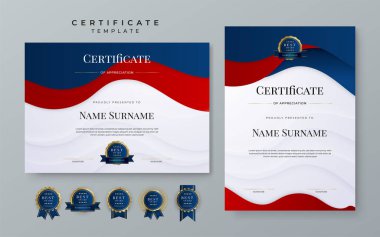 Modern red and blue certificate template