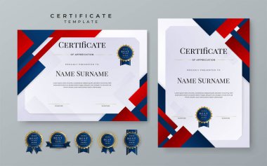 Modern red and blue certificate template