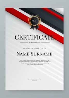 Modern black and red certificate template