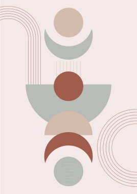 Modern minimalist abstract aesthetic illustrations with geometric shapes. Contemporary wall decor. Collection of creative artistic posters.