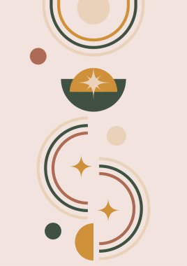 Modern minimalist abstract aesthetic illustrations with geometric shapes. Contemporary wall decor. Collection of creative artistic posters.