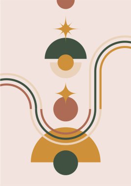 Modern minimalist abstract aesthetic illustrations with geometric shapes. Contemporary wall decor. Collection of creative artistic posters.