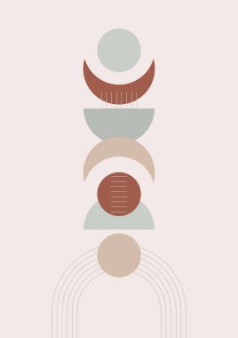 Modern minimalist abstract aesthetic illustrations with geometric shapes. Contemporary wall decor. Collection of creative artistic posters.