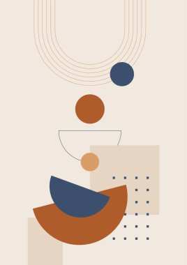 Modern minimalist abstract aesthetic illustrations with geometric shapes. Contemporary wall decor. Collection of creative artistic posters.
